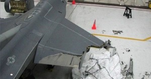 F-16 pilot lands with half of one wing sheared off