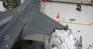 F-16 pilot lands with half of one wing sheared off F-16 pilot lands with half of one wing sheared off